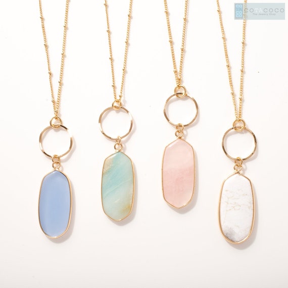 Rose quartz necklace Gemstone necklace Statement necklace | Etsy