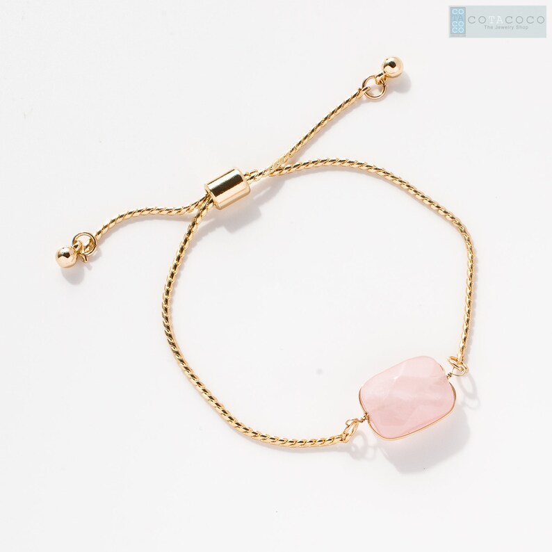 Rose quartz bracelet Heal Dainty bracelet Pull tie bracelet unique gifts Minimalist bracelet Adjustable bracelet Raw quartz bracelet