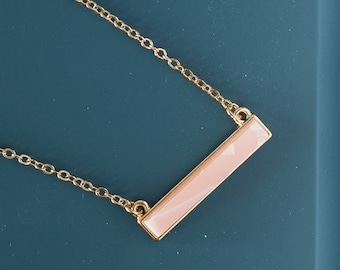 Rose quartz bar Necklace, Gemstone bar pendant necklace, Dainty necklace, Geometric necklace, Rose quartz necklace, Bridesmaid necklace