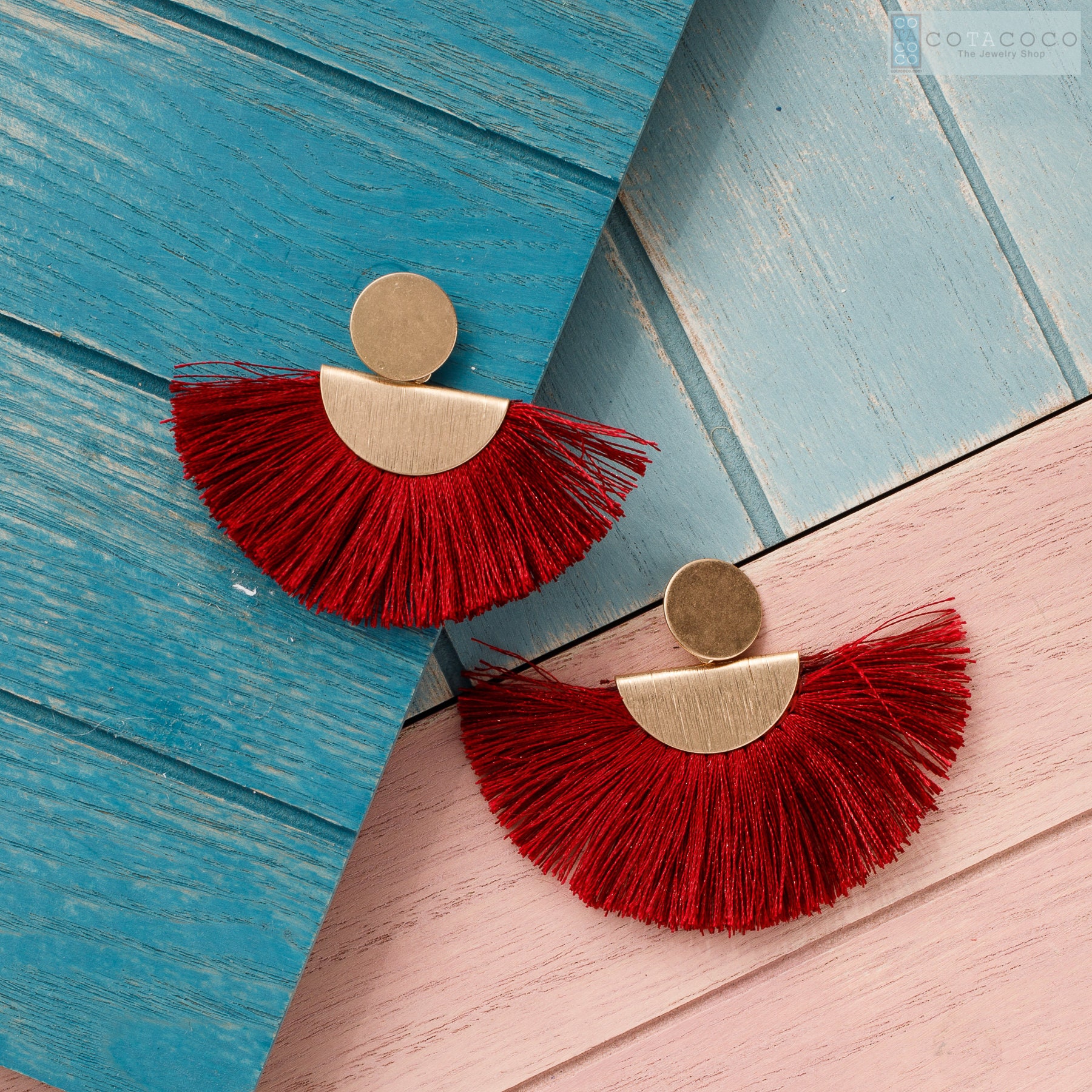 Statement Earrings Fan Tassel Earrings Half Moon Earrings Etsy
