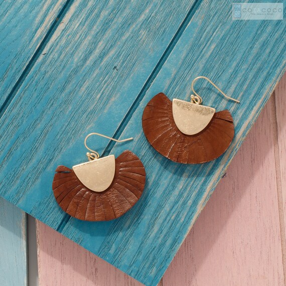 Buy Leather Earrings Fan Fringe Earrings Tassel Earrings Statement Earrings Geometric Earrings Eel Leather Earrings Crescent Earrings Online in India Etsy