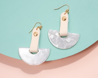 Semicircle resin earrings, Statement earrings, Acrylic earrings, Geometric earrings, Dainty earrings, Half moon earrings, Crescent earring