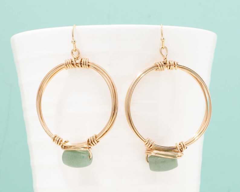Mint Green Jade Earrings Hoop Earring Dangle Drop Earrings Etsy