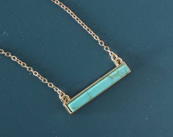 Turquoise Necklace, Bar necklace, Dainty necklace, Geometric necklace, Minimalist necklace, unique gifts, Rectangle necklace