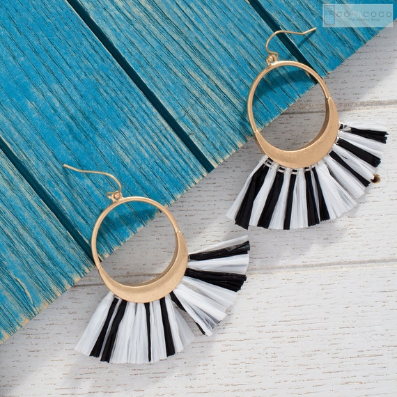 Raffia tassel earrings discount