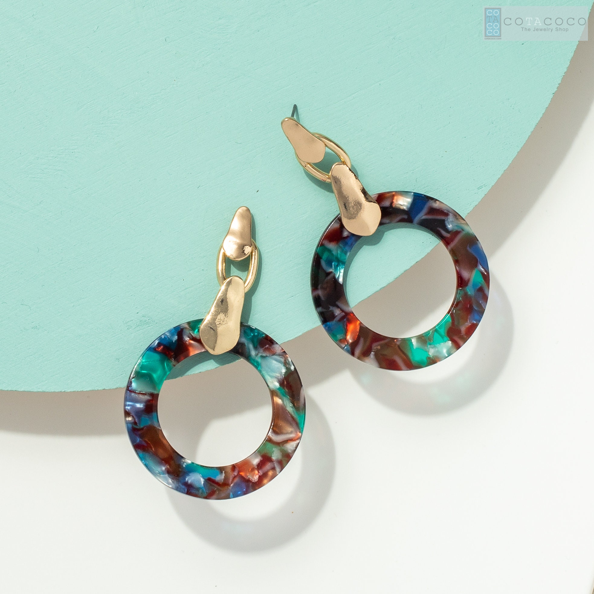 Tortoise Earrings Acrylic Earring Statement Earring Stud Etsy