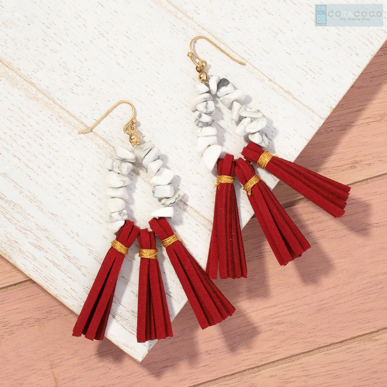 Suede Tassel Earrings Statement Earrings Leather Fringe Etsy