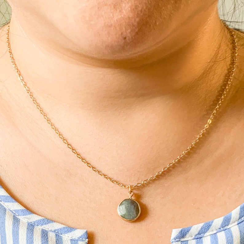 Collier de quartz rose, collier pendentif en pierre précieuse ronde, collier turquoise, collier minimaliste, cadeaux danniversaire, cadeau de demoiselle dhonneur image 6