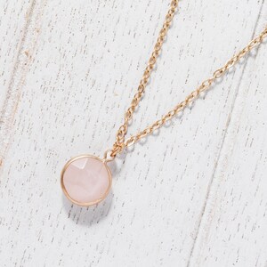 Rose quartz Necklace, Round gemstone pendant necklace, Turquoise necklace, Minimalist necklace, Birthday gifts, Bridesmaid gift Rose quartz