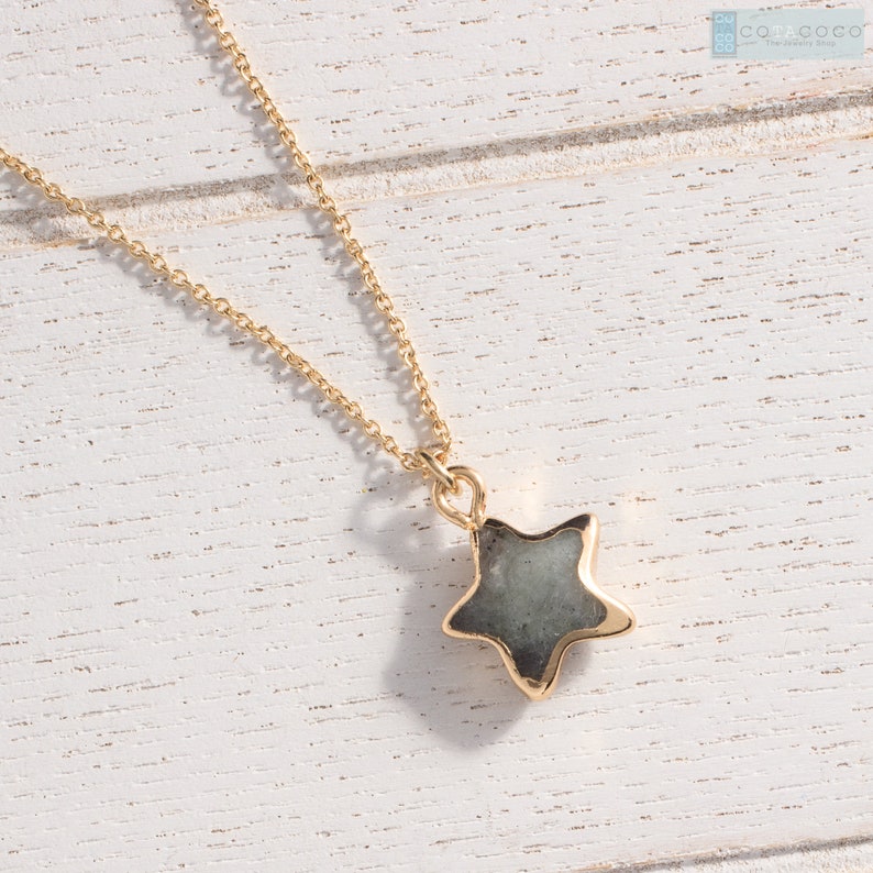 Star pendant necklace, Rose quartz Necklace, Gemstone necklace, Minimalist necklace, Birthday gifts, Bridesmaid gift, Dainty necklace Labradorite