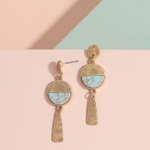 Turquoise earrings, Geometric earrings, Statement earrings, Dainty stud earrings, Birthday gift, Bridesmaid gifts, Unique gifts, Minimalist Turquoise