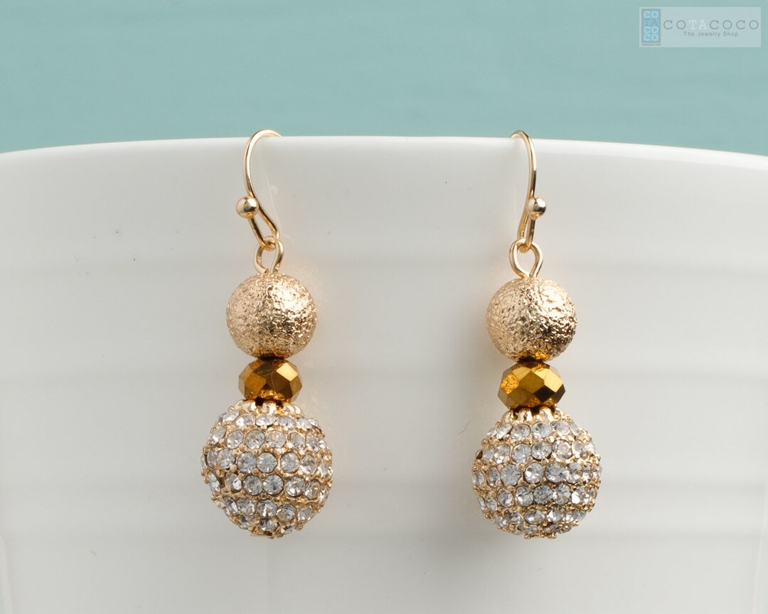 Crystal Ball Dangle Earrings, Disco Ball Dangle Drop Earrings