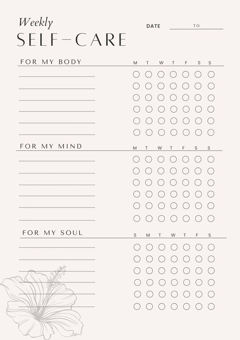Self Care Checklist | Habit Tracker | A4-a5-letter | Instant Download ...