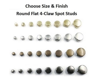 Choose Width & Metal Finish Pkg of 20 ROUND FLAT 4-spike Spot Studs 3mm to 12mm