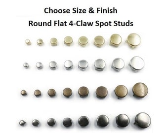 Choose Width & Metal Finish Pack of 20 ROUND FLAT 4-spike Spot Studs 3mm to 12mm