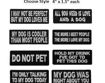 CHOOSE STYLE Dog themed 4" x 1.5" iron on patches Love My Dog (J24)