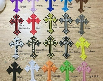 Choose from 27 Colors CELTIC CROSS 4&quot; x 2.5&quot; (10 x 6.5cm) iron on patches. Choose single patches or Mix & Match options