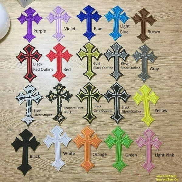 Choose from 27 Colors CELTIC CROSS 4" x 2.5" (10 x 6.5cm) iron on patches. Choose single patches or Mix & Match options
