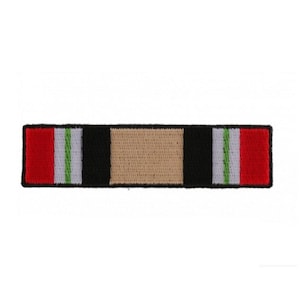 IRAQ WAR Service Ribbon 4" x 1" iron on Military Veteran Service patch (4162) (H37)