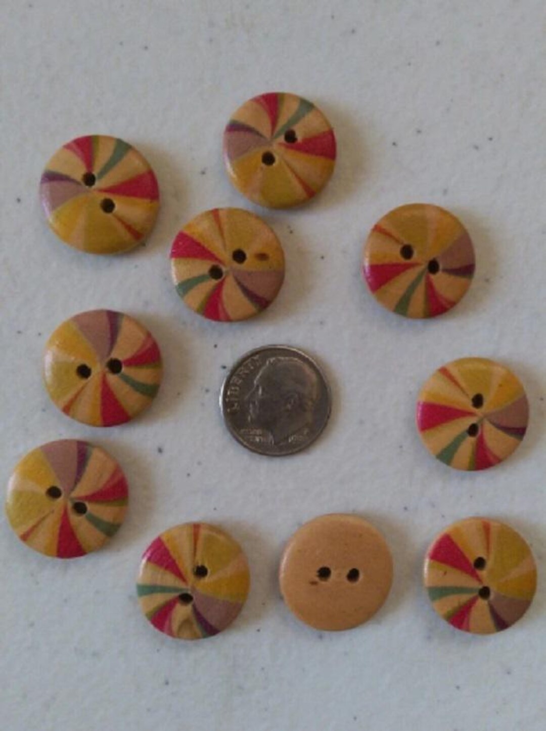 Pack of 10 PINWHEEL 2-hole Wood Buttons 11/16