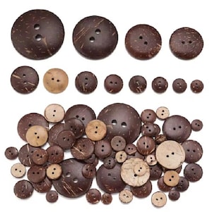 Pack of Coconut Shell 2-hole Buttons Choose from 11mm to 25mm