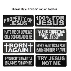 Choose Style CHRISTIAN PATCHES 4" x 1.5" Religious Jesus iron on patches (P7)
