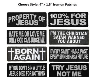 Choose Style CHRISTIAN PATCHES 4&quot; x 1.5&quot; Religious Jesus iron on patches (P7)