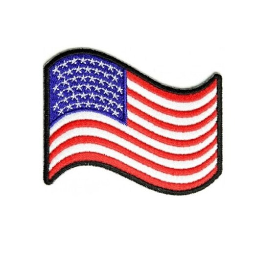 WAVING AMERICAN FLAG 3 X 2.5 Iron on Patch 1481B47 