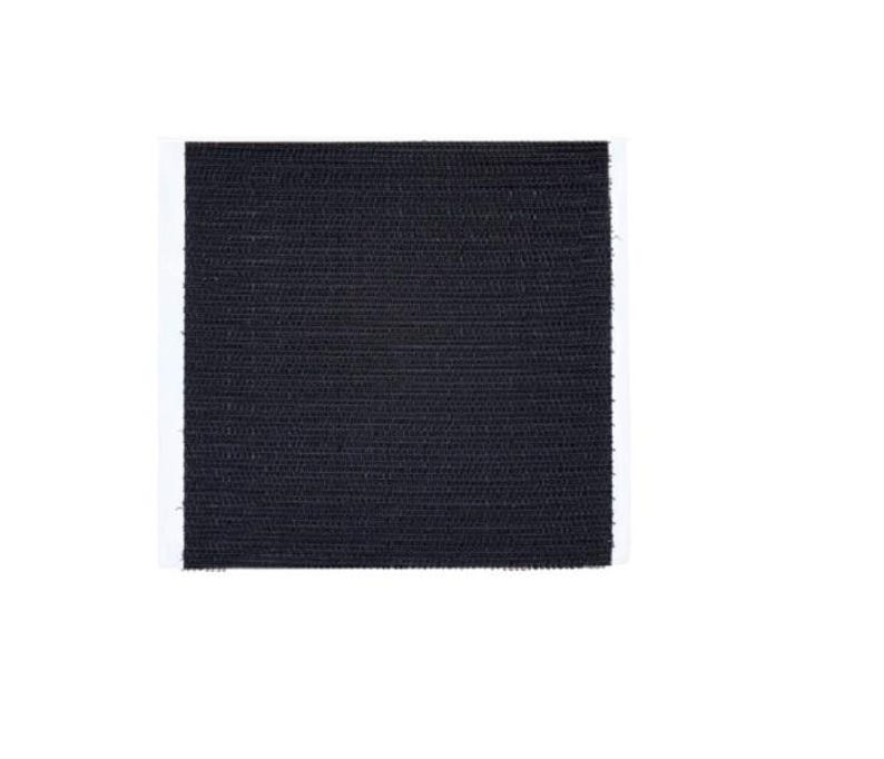 May include: A black square piece of fabric with a textured woven pattern.