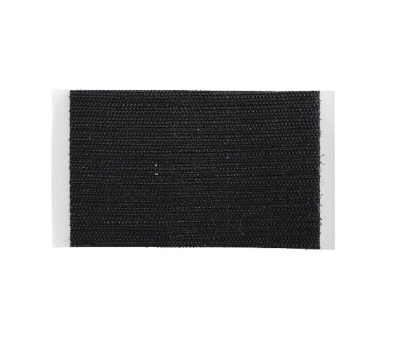 May include: A black hook and loop fastener with a white border.