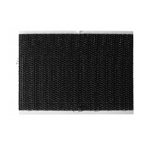 May include: Black hook and loop fastener tape. The tape is made of a woven fabric with a rough texture.