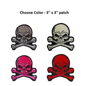 Choose Color Skull & Crossbones 3&quot; x 3&quot; iron on patch