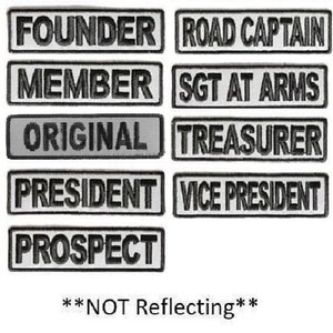 Choose Style REFLECTIVE CLUB RANK 3.5&quot; x 1&quot; iron on patches Biker Vest