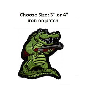 ALLIGATOR with SHOTGUN 4" or 3" iron on patch