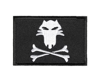 FOX and CROSSBONES 3" x 2" iron on patch (5538) Military (H42)