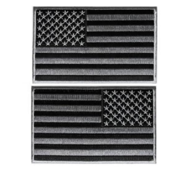 Choose Style 5" x 3" Black and Gray AMERICAN FLAG iron on patch