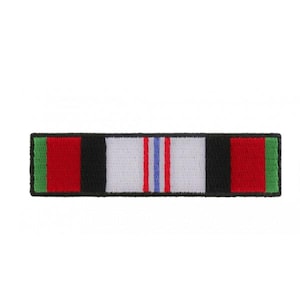 AFGHAN WAR Service Ribbon 4" x 1" iron on Military Veteran patch (4162) (H42)