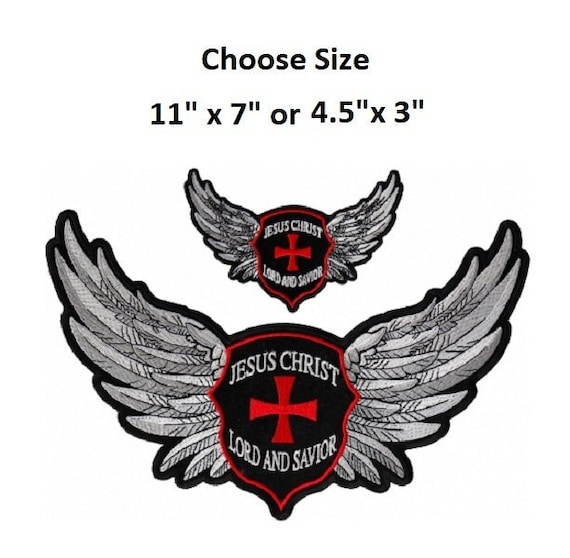 Choose Size JESUS CHRIST Lord and Savior W/ Wings and Cross
