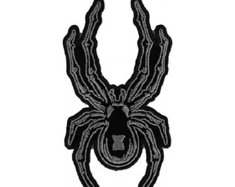 Choose Size BLACK & GRAY SPIDER 12" or 5" iron on patch
