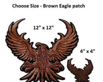 UPWING BROWN EAGLE 4" or 12" iron on back patch