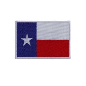 Large 5&quot; x 3.5&quot; White Border TEXAS FLAG iron on patch (7033) (C78)