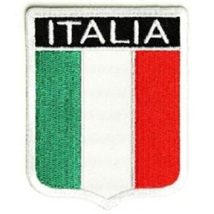 ITALIAN FLAG SHIELD 2.5&quot; x 3.25&quot; iron on patch (2618) Italy (B16)