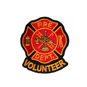 VOLUNTEER FIRE DEPARTMENT 3" x 3.5" iron on patch (6680) Firefighter (C40)