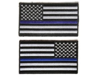 Choose Style THIN BLUE LINE Subdued American Flag 3.5" x 2" iron on patch for Police