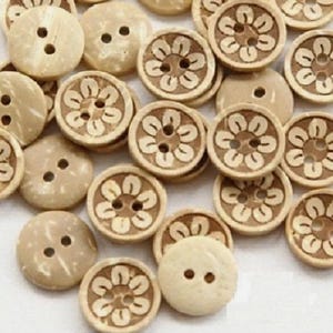 Pack of 10 FLOWER 2-hole Coconut Shell Buttons 5/8" (15mm) Craft (W103)