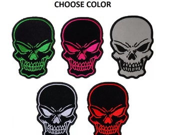 4.25" x 3" SKULL iron on patch Choose Color