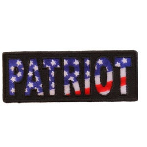 PATRIOT AMERICAN FLAG Motif 4" x 1.5" iron on patch (4759) (F12)
