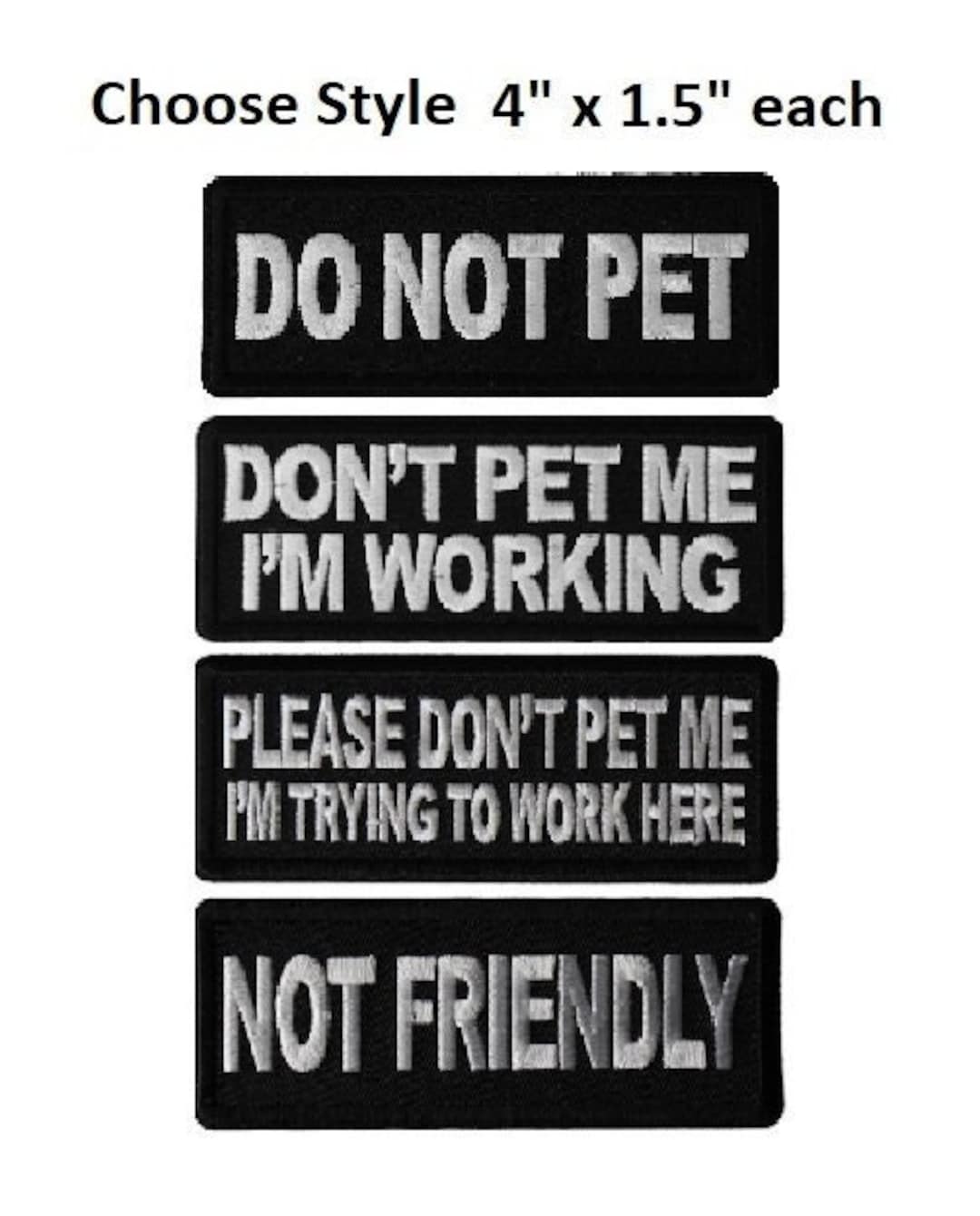 Choose Style WORKING DOG Do Not Pet 4 X 1.5 Iron on Patches K13 Etsy
