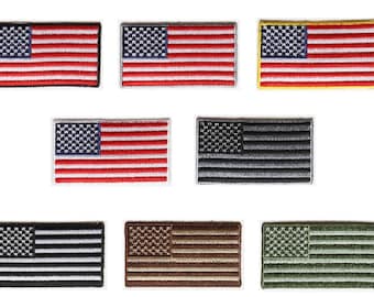 Choose Color SMALL 2.5&quot; x 1.4&quot; American Flag iron on patches - Great for Caps
