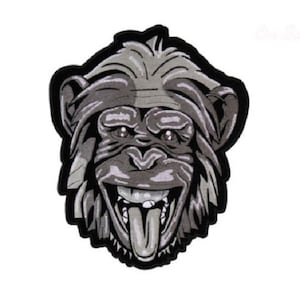 Choose Size CHIMPANZEE HEAD 4&quot; x 10&quot; iron on back patch Monkey